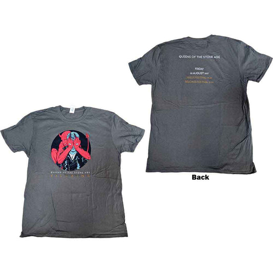 Queens Of The Stone Age Villains R&L 2017 Mens T Shirt Grey Officially Licensed