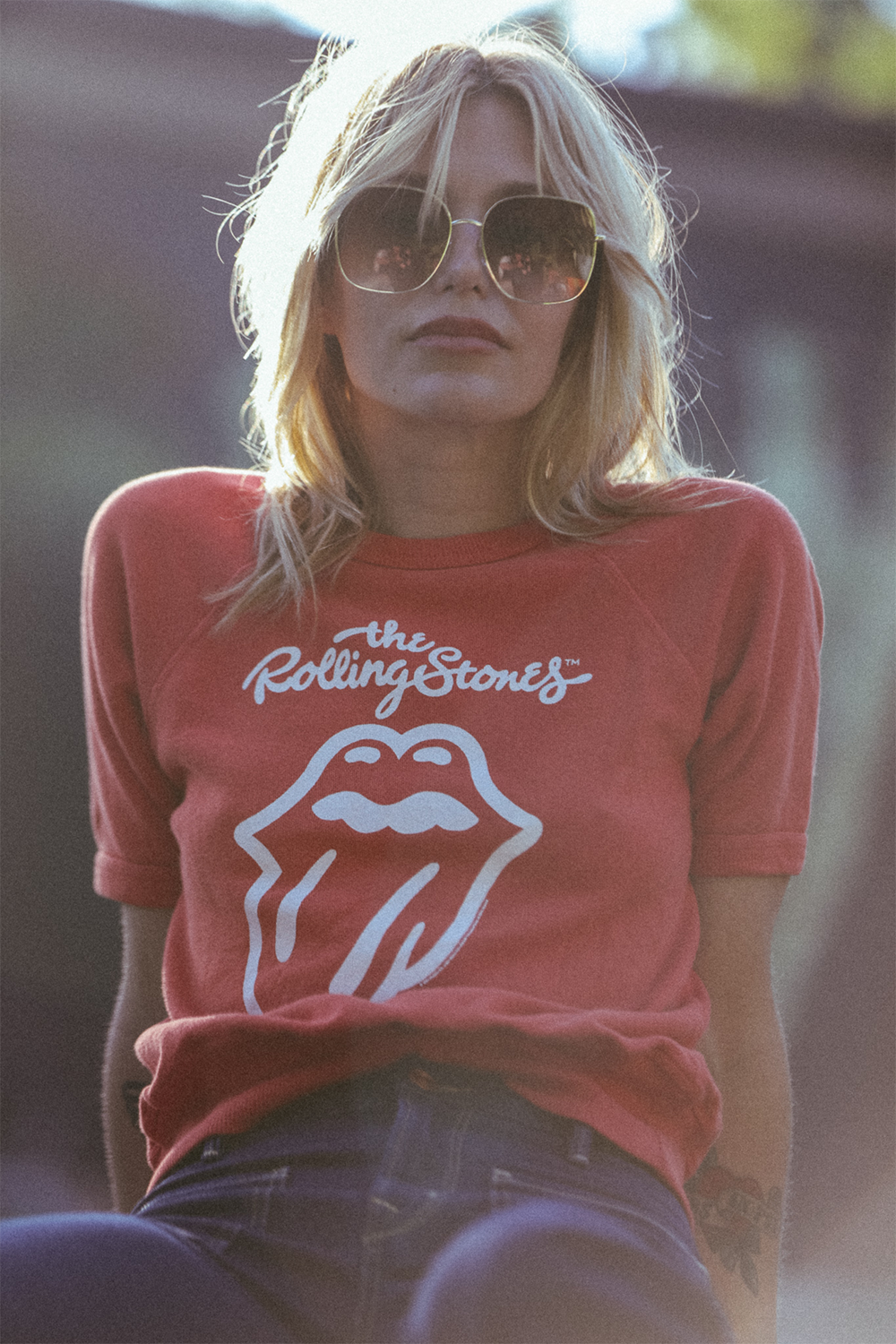 The Rolling Stones London Womens Raglan Tee Shirt Red