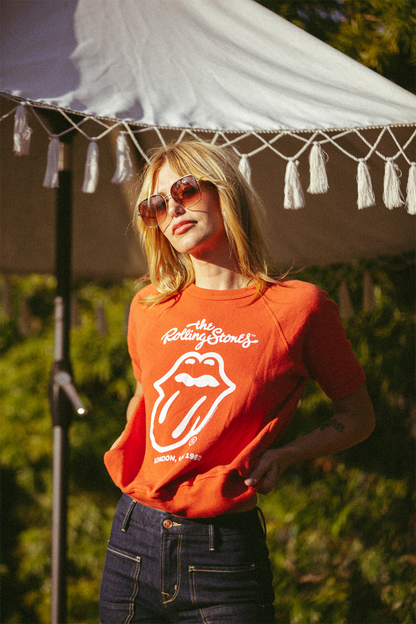 The Rolling Stones London Womens Raglan Tee Shirt Red