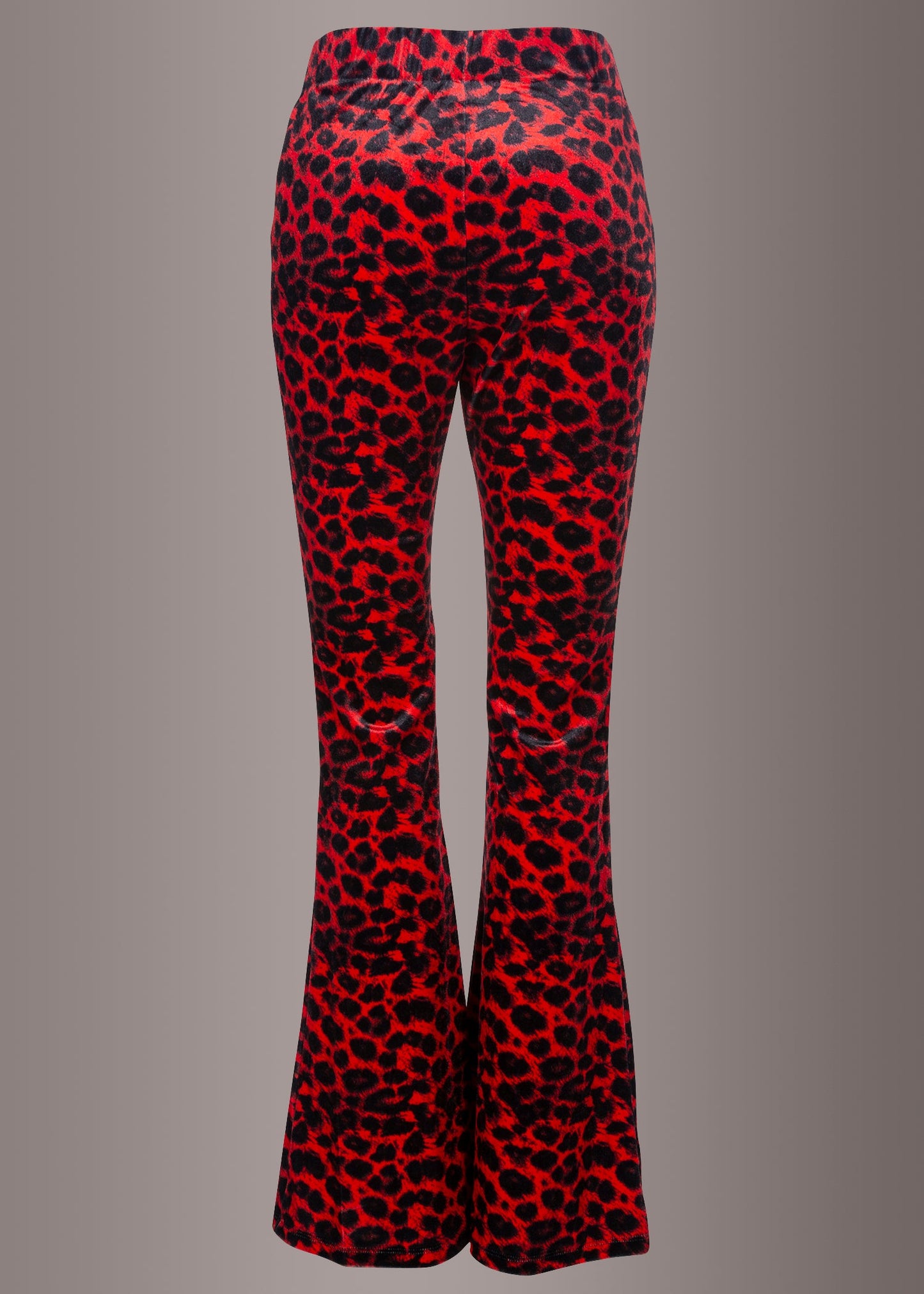 Rock Steady Red Leopard Animal Print Velvet Flare Pants Bell Bottoms