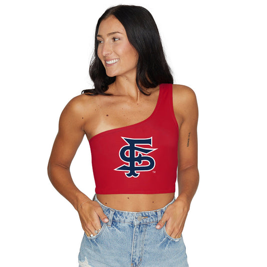 Fresno State Red Womens One Shoulder Tank Top Officially Licensed