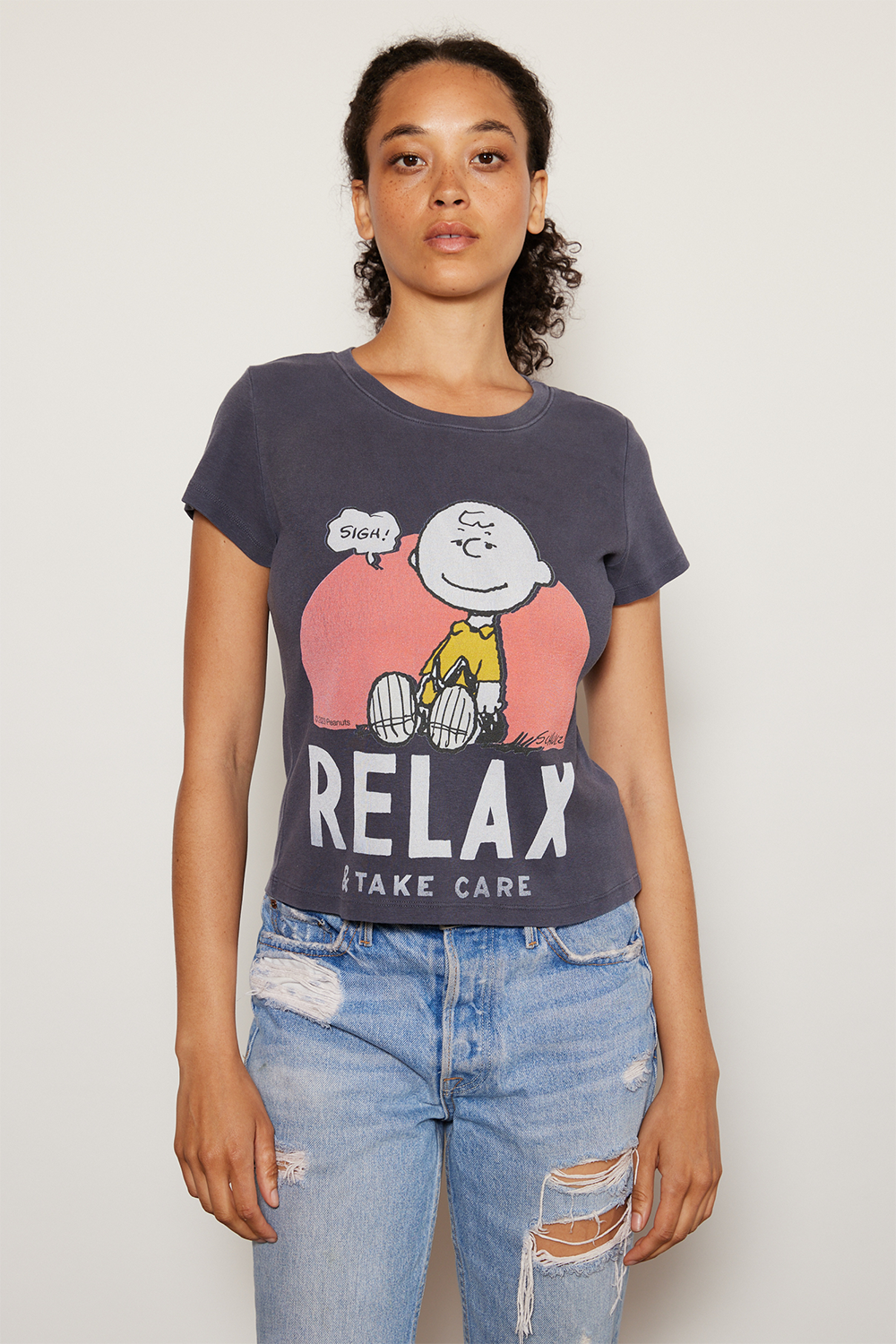 Peanuts Relax Baby Womens Tee Shirt Vintage Black