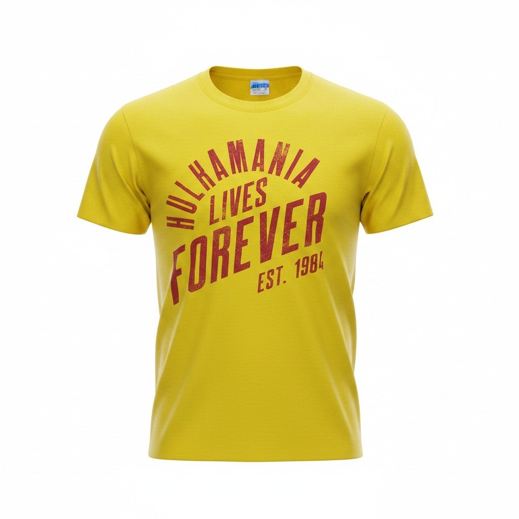 Yellow Hulkamania Lives Forever Adult T-Shirt