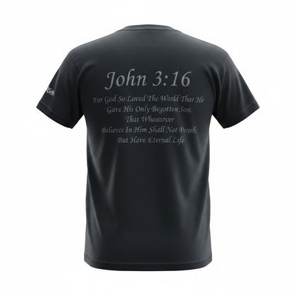 Black John 3:16 Reflective Adult T-Shirt