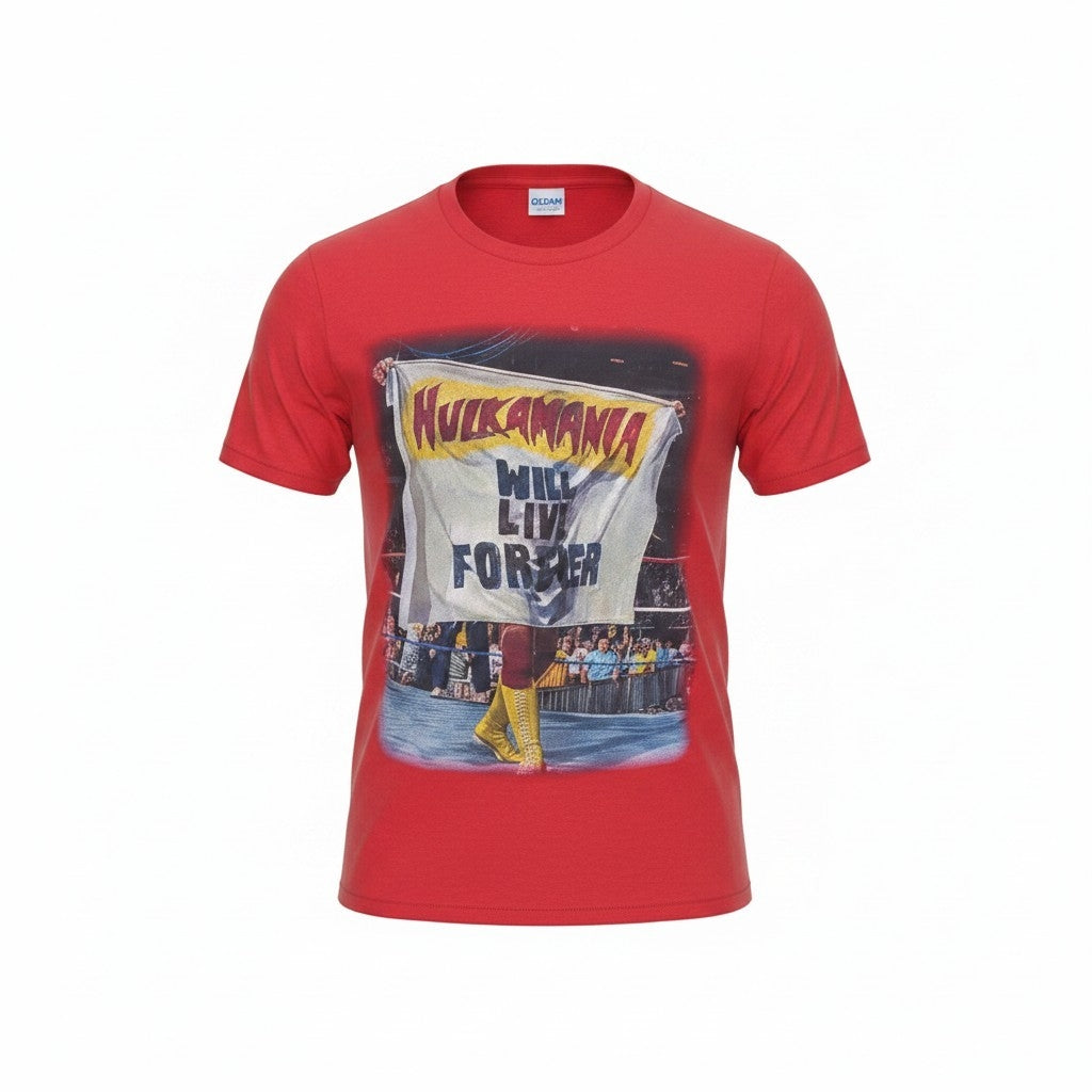 Red Hulkamania Will Live Forever Adult T-Shirt