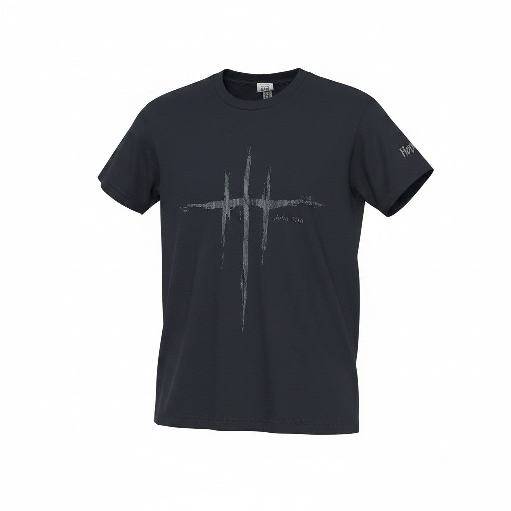 Black John 3:16 Reflective Adult T-Shirt