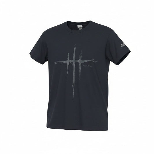 Black John 3:16 Reflective Adult T-Shirt