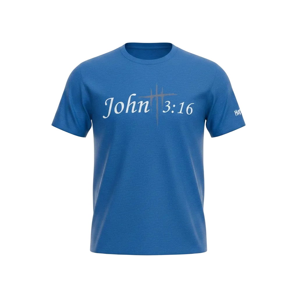 Blue John 3:16 Adult T-Shirt