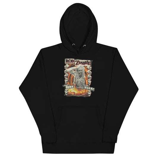 Rob Zombie Born Insane Classic Mens Officially Licensed Hoodie Black