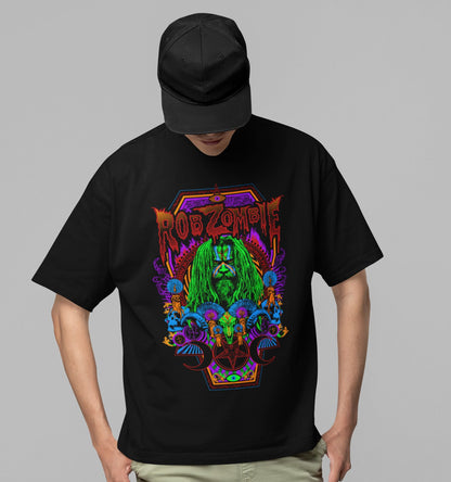 Rob Zombie Pyschedelic Jumbo Print Mens T Shirt Black