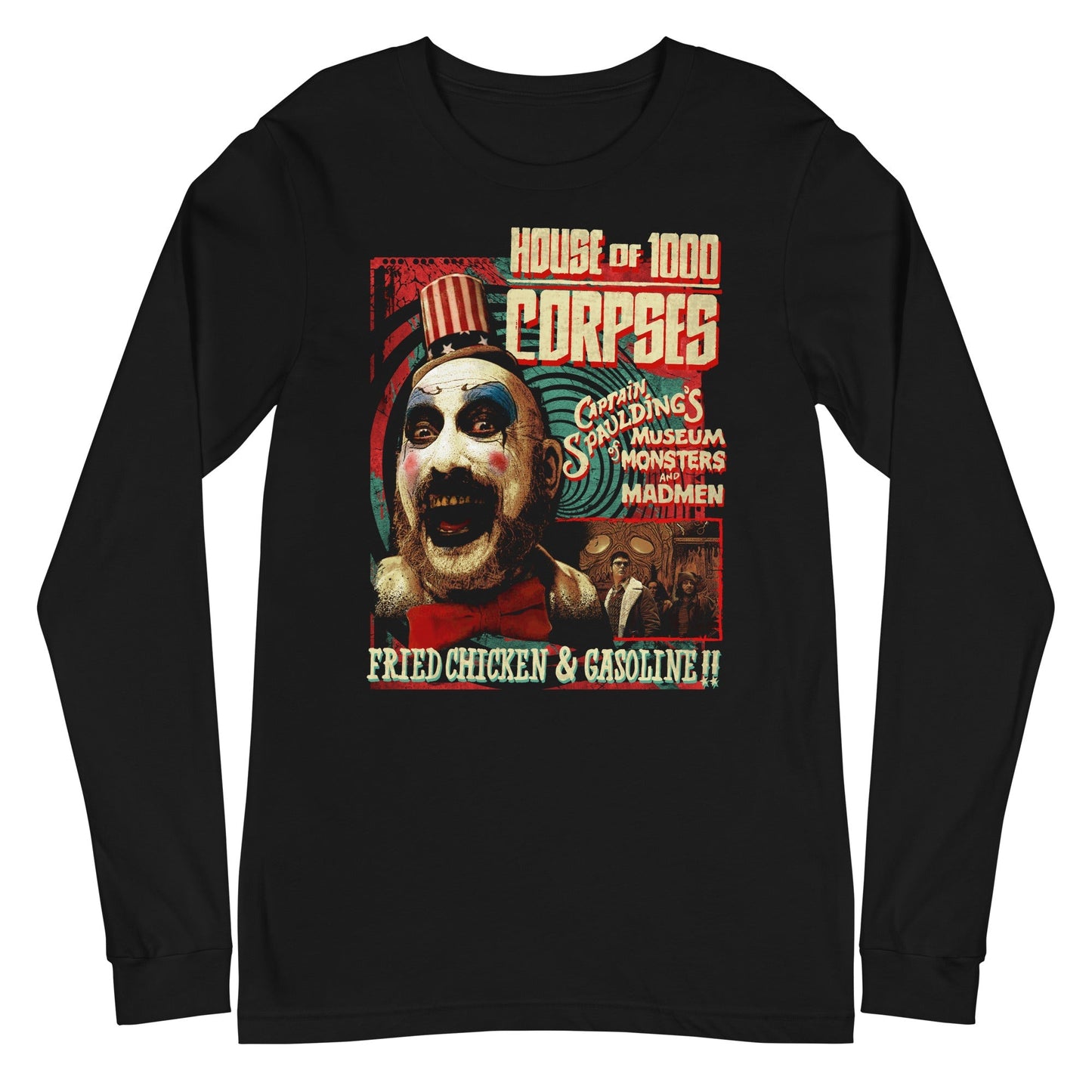 Rob Zombie Fried Chicken and Gasoline Mens Long Sleeve Shirt Black