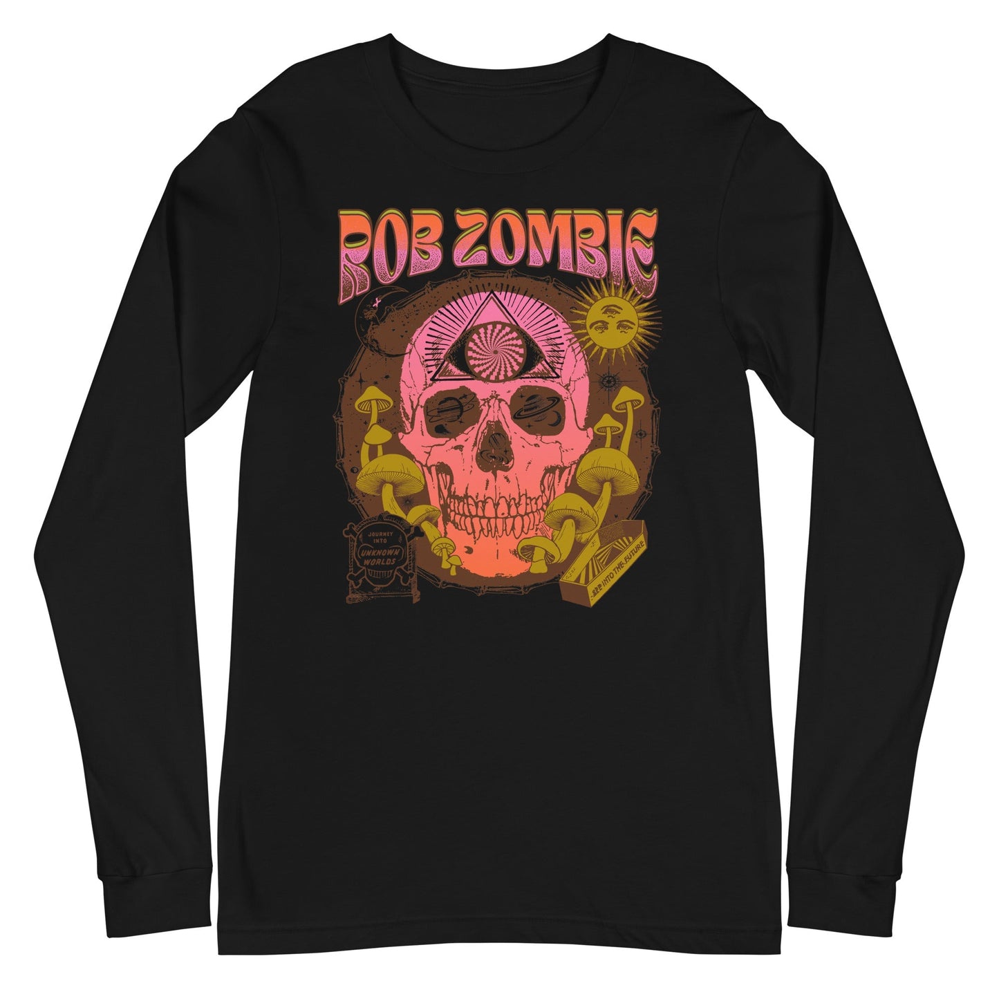 Rob Zombie Hippie Skull Mens Long Sleeve Shirt Black