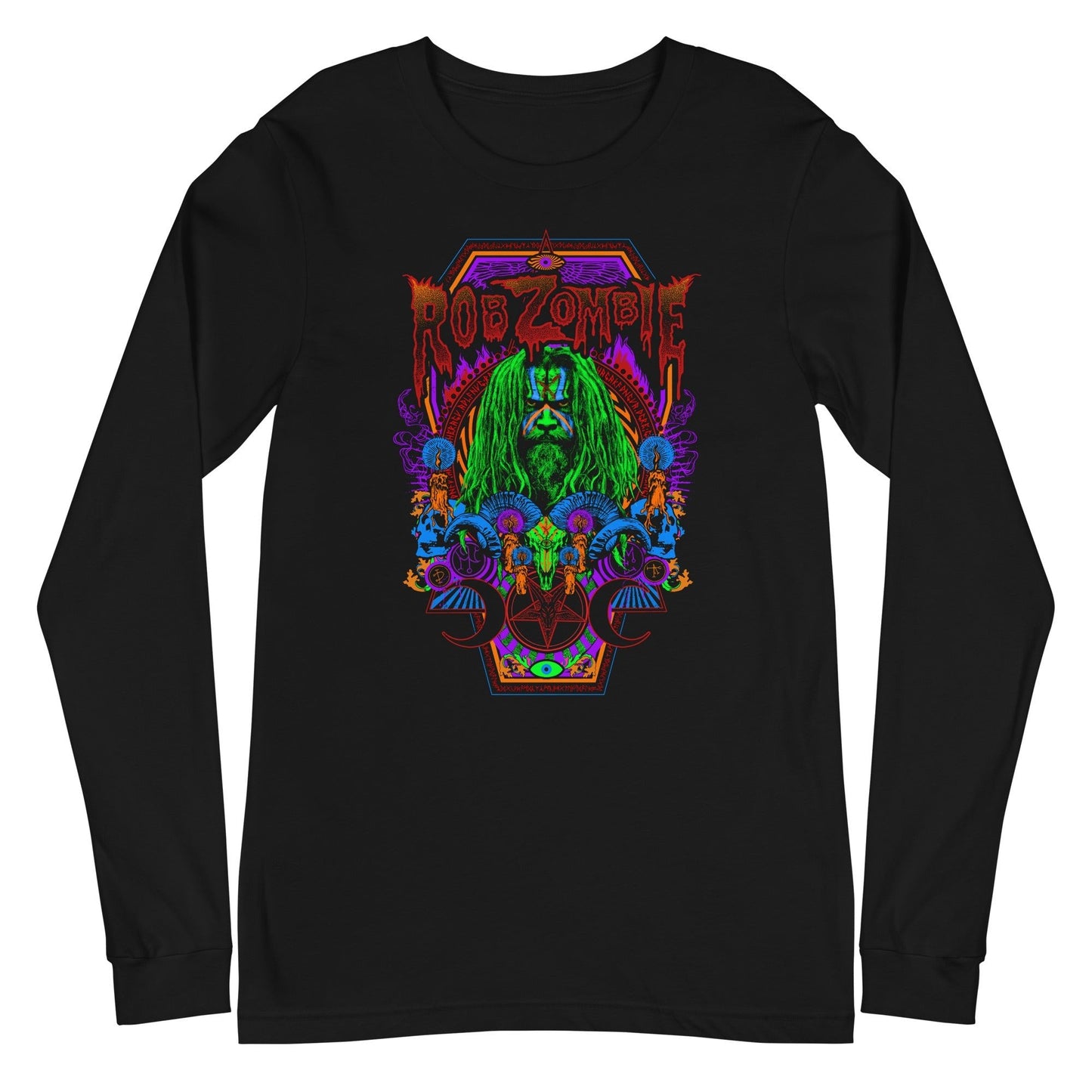 Rob Zombie Psychedelic Mens Long Sleeve Shirt Black