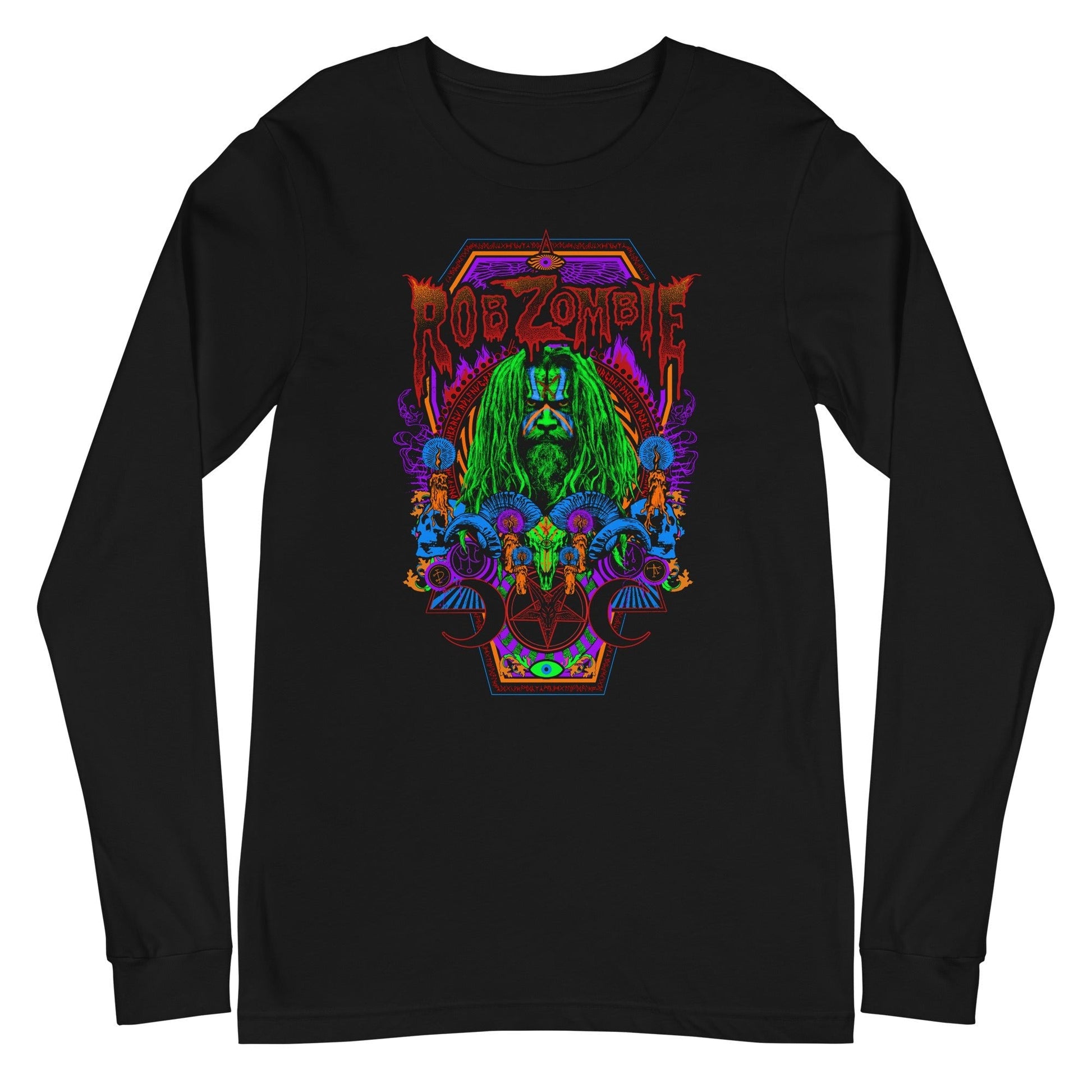 Rob Zombie Psychedelic Mens Long Sleeve Shirt Black