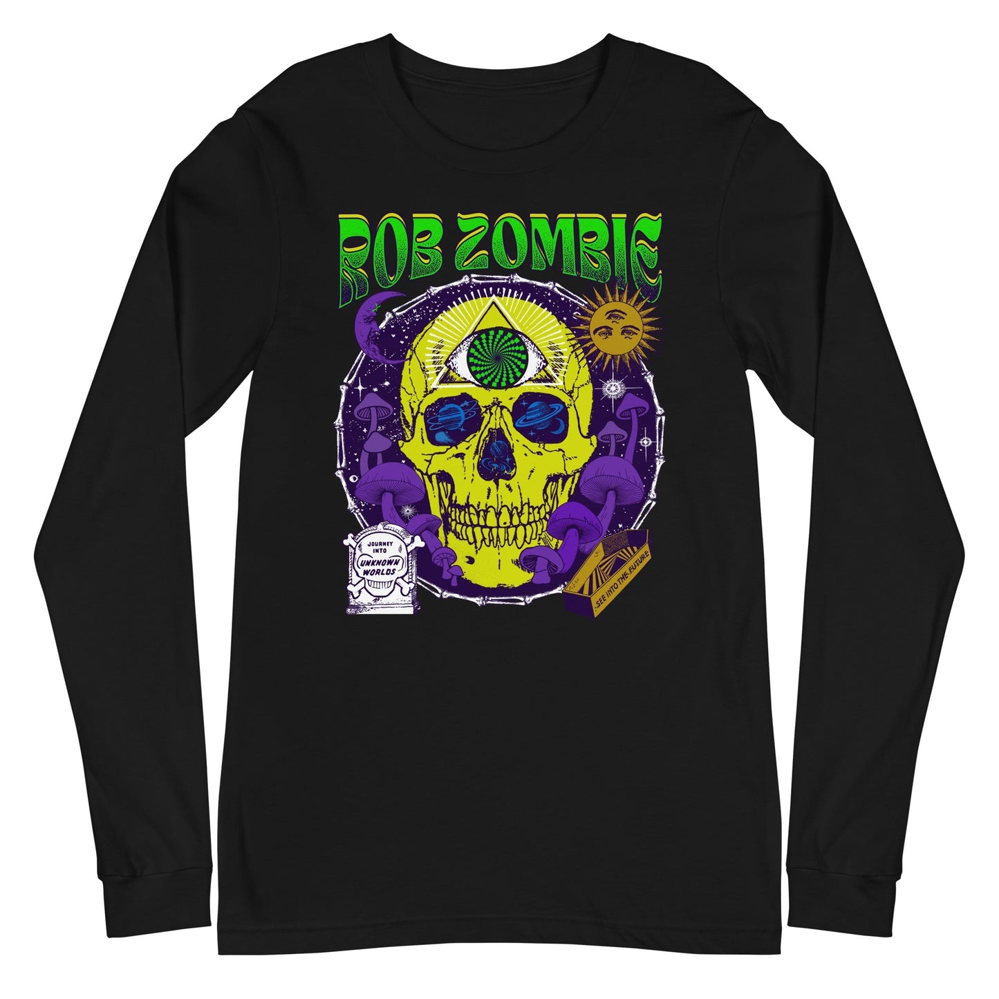 Rob Zombie Yellow Skull Mens Long Sleeve Shirt Black