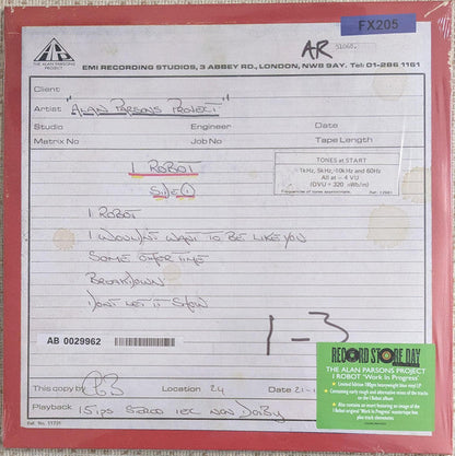 I Robot “Work In Progress” 2025 RSD Vinyl Record