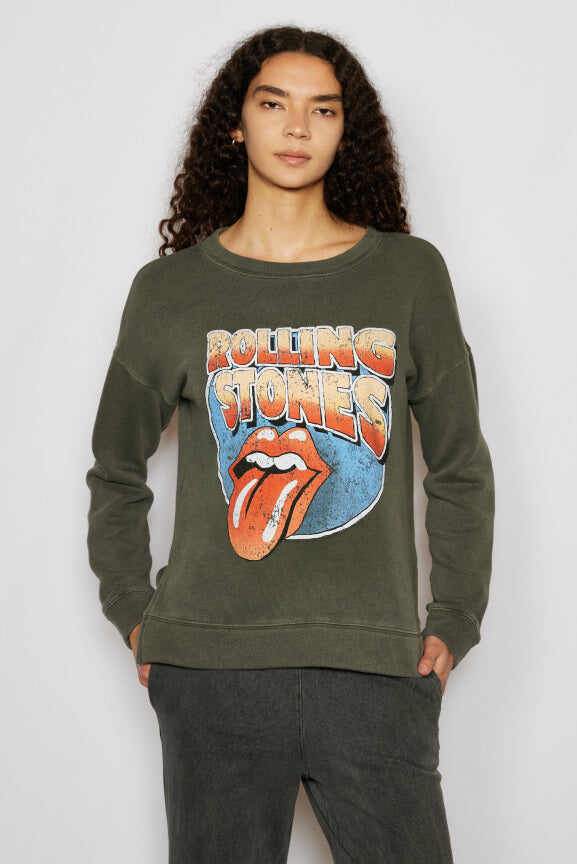 Rolling Stones Hot Lips Womens Sweatshirt Grey