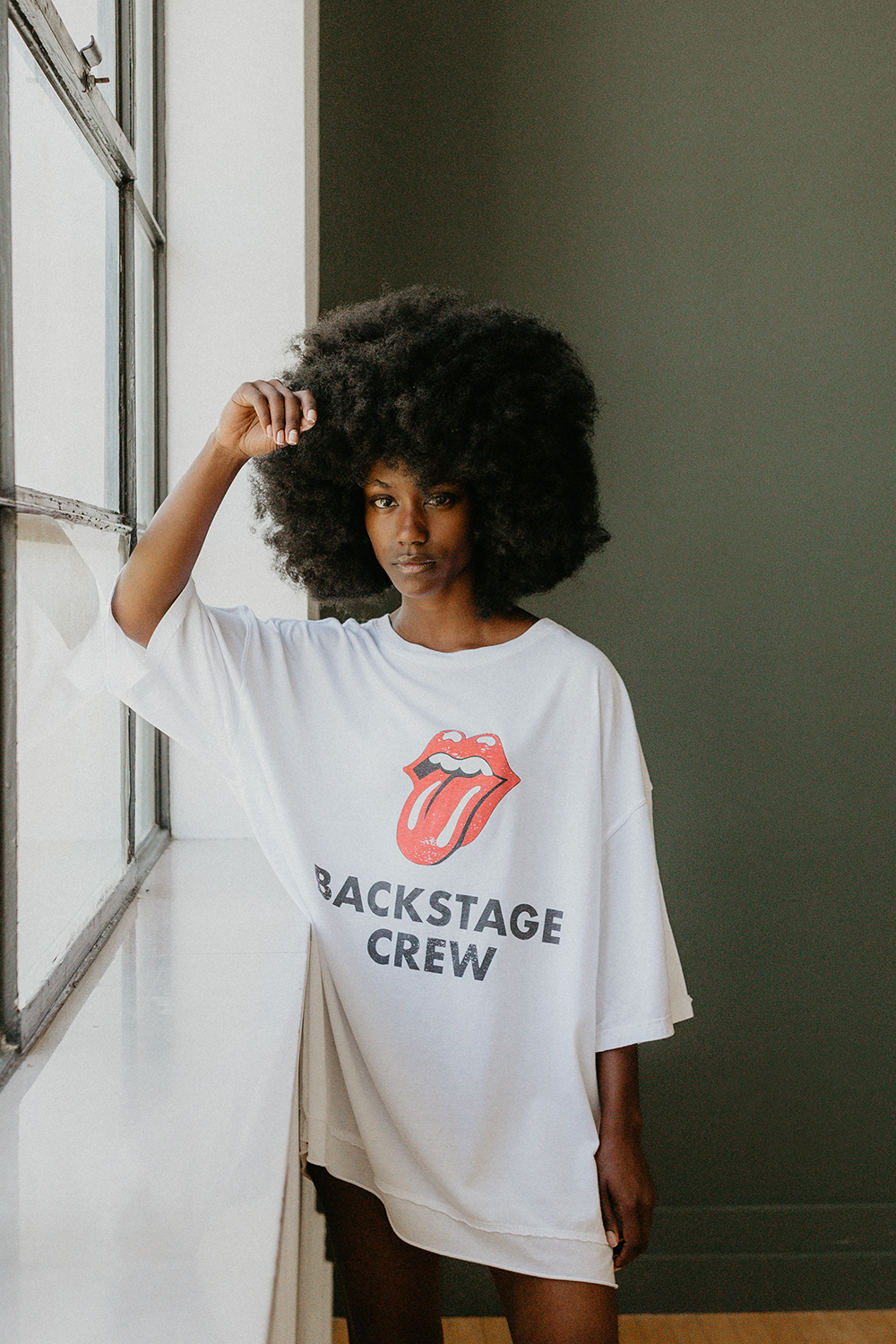 Rolling Stones Backstage Crew Oversized Womens Tee Shirt White