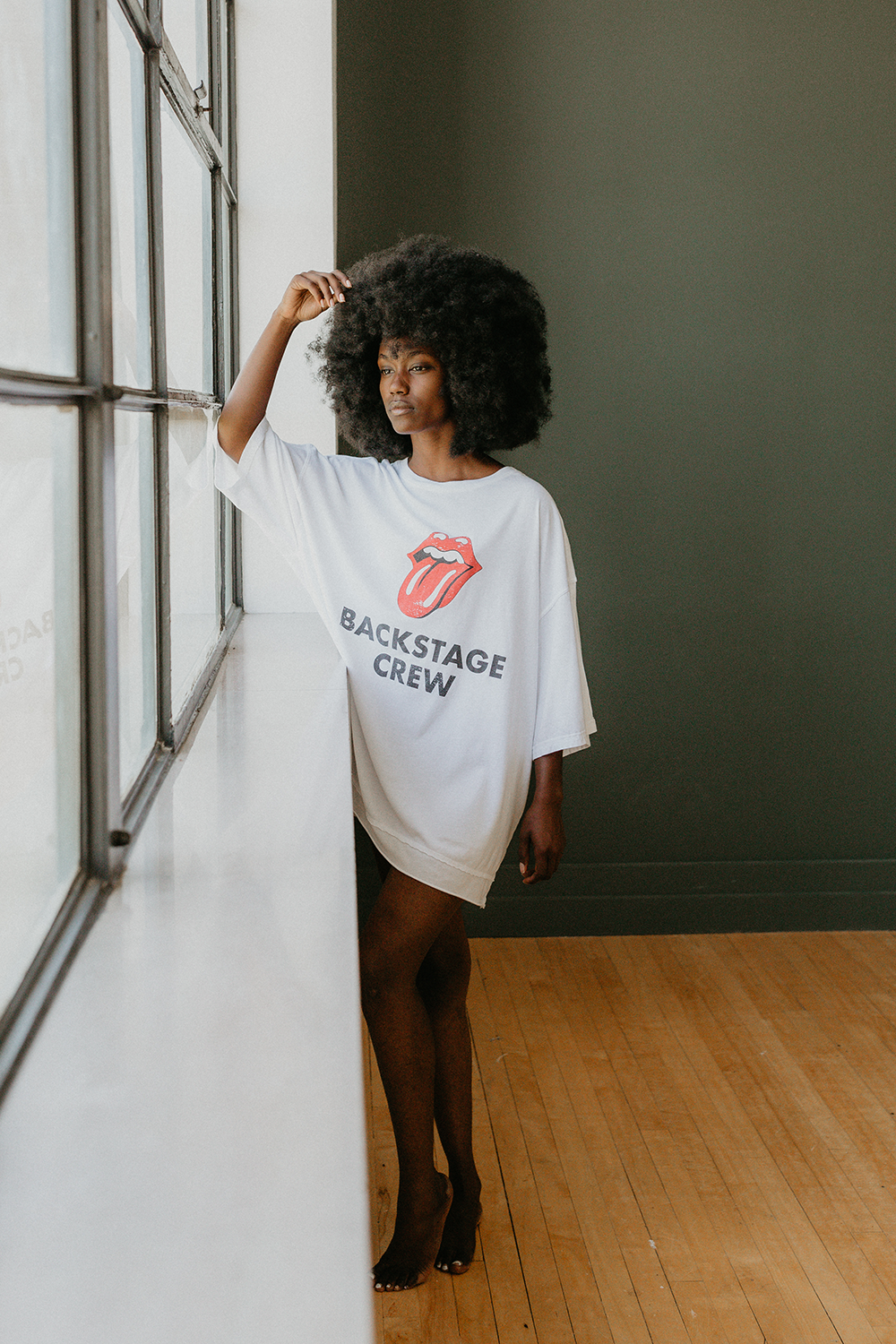 Rolling Stones Backstage Crew Oversized Womens Tee Shirt White