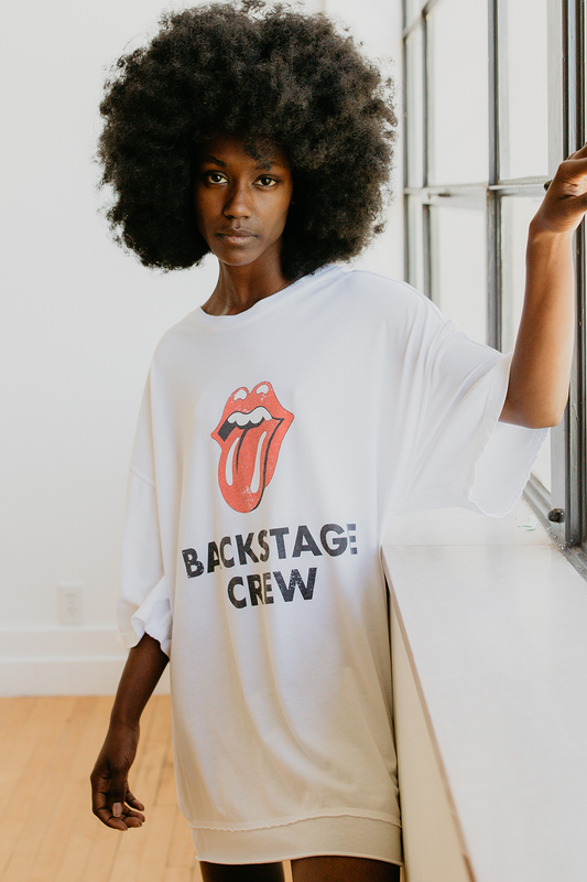 Rolling Stones Backstage Crew Oversized Womens Tee Shirt White