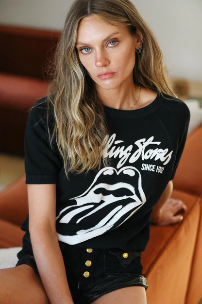 Rolling Stones Black Raglan Womens Tee Shirt Black