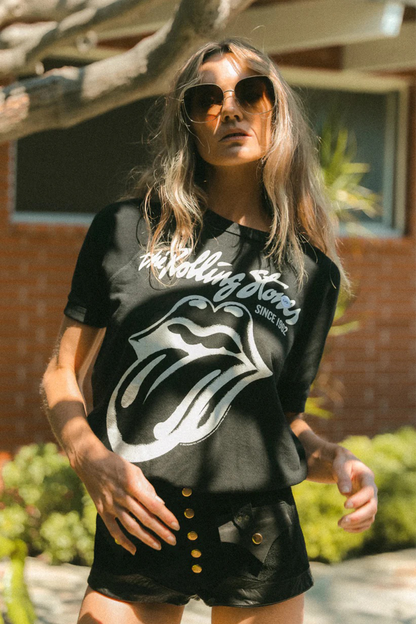 Rolling Stones Black Raglan Womens Tee Shirt Black