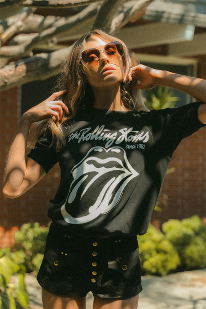 Rolling Stones Black Raglan Womens Tee Shirt Black