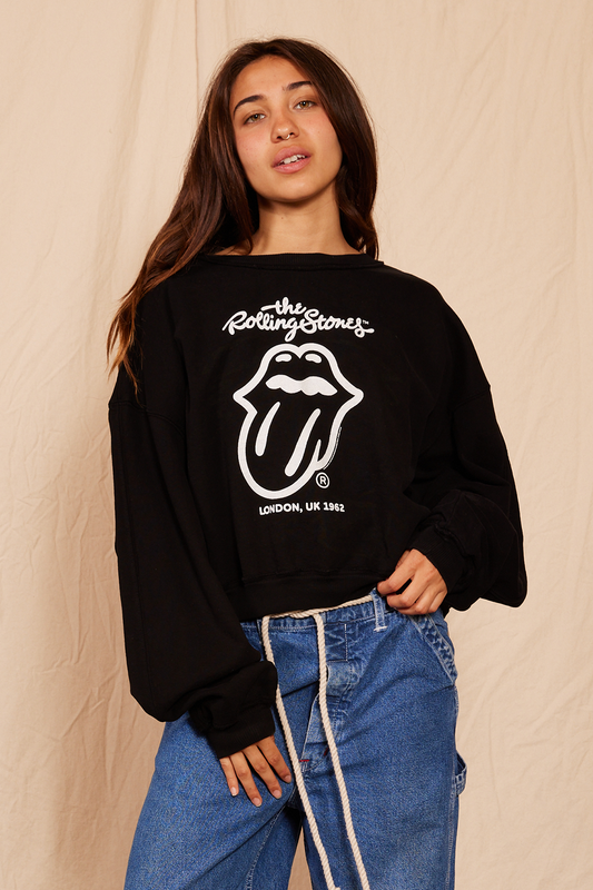 Rolling Stones London Womens Raglan Sweatshirt Black