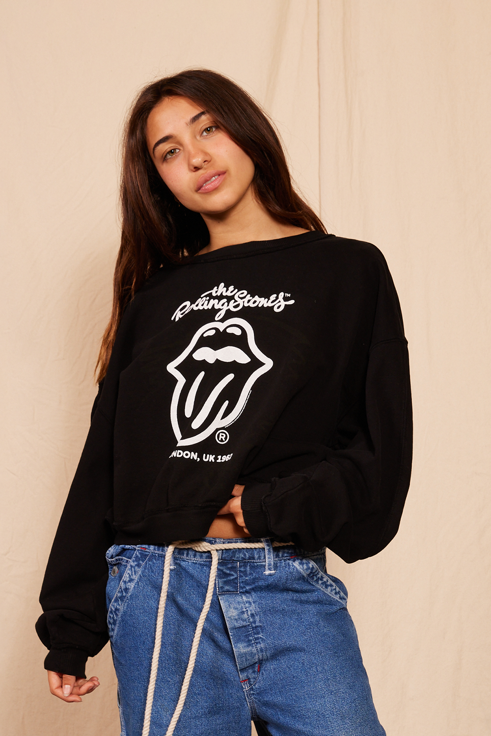 Rolling Stones London Womens Raglan Sweatshirt Black