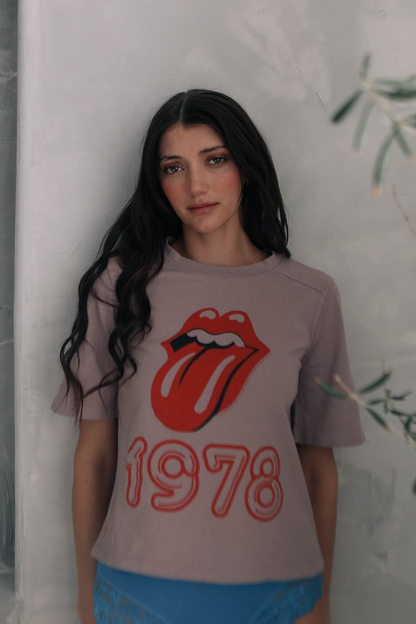 Rolling Stones 1978 Some Girls Womens Tee Shirt Dusty Mauve