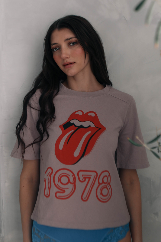 Rolling Stones 1978 Some Girls Womens Tee Shirt Dusty Mauve