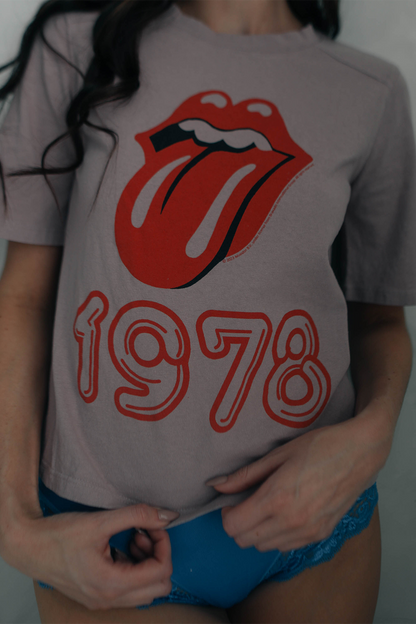 Rolling Stones 1978 Some Girls Womens Tee Shirt Dusty Mauve