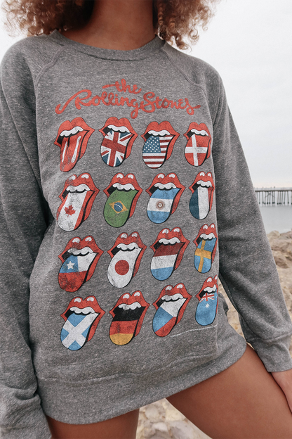 Rolling Stones World Tour Fleece Womens Sweatshirt Grey