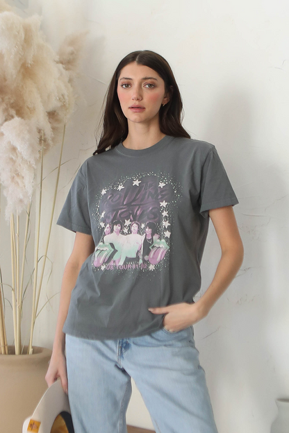 Rolling Stones USA Tour 81-82 Womens Tee Shirt Charcoal