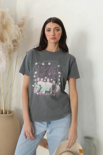 Rolling Stones USA Tour 81-82 Womens Tee Shirt Charcoal