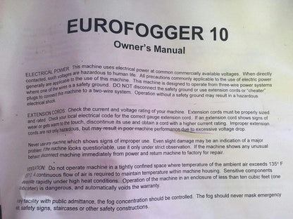 Eurofogger 10 High Power Portable Fog Generator Machine by TPR 120V