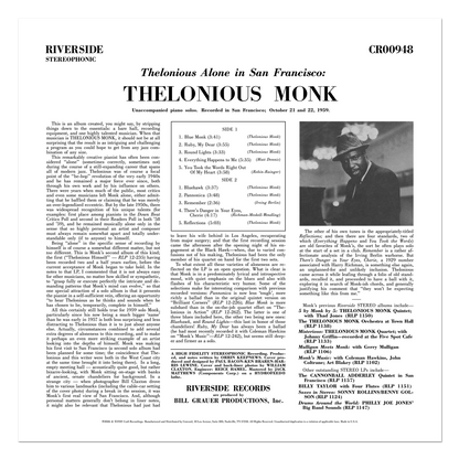 Thelonious Alone In San Francisco (Original Jazz Classics Series) (180g LP) Vinyl Record