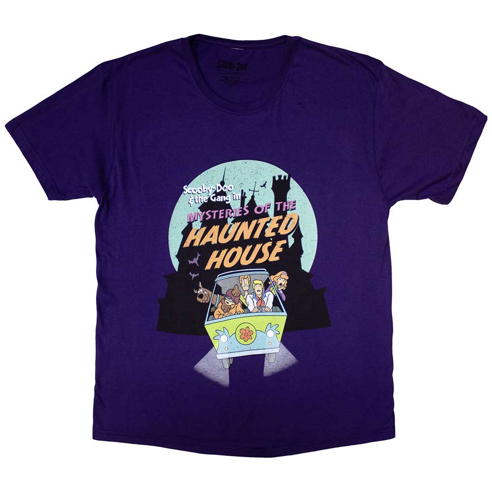 Scooby Doo Haunted House Mens T Shirt Purple Officially Licensed