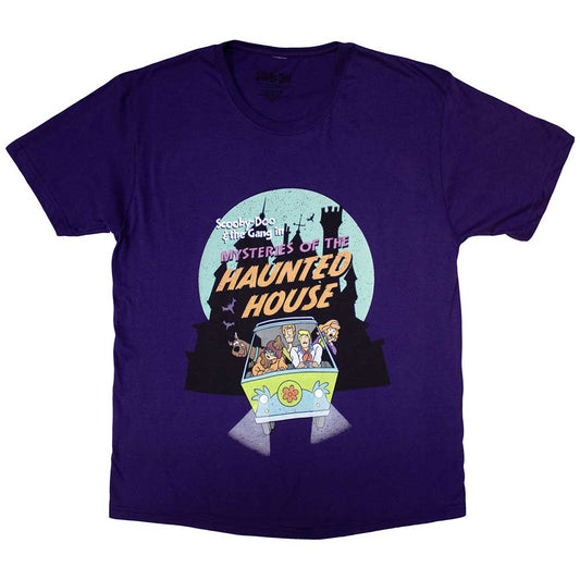 Scooby Doo Haunted House Mens T Shirt Purple Officially Licensed