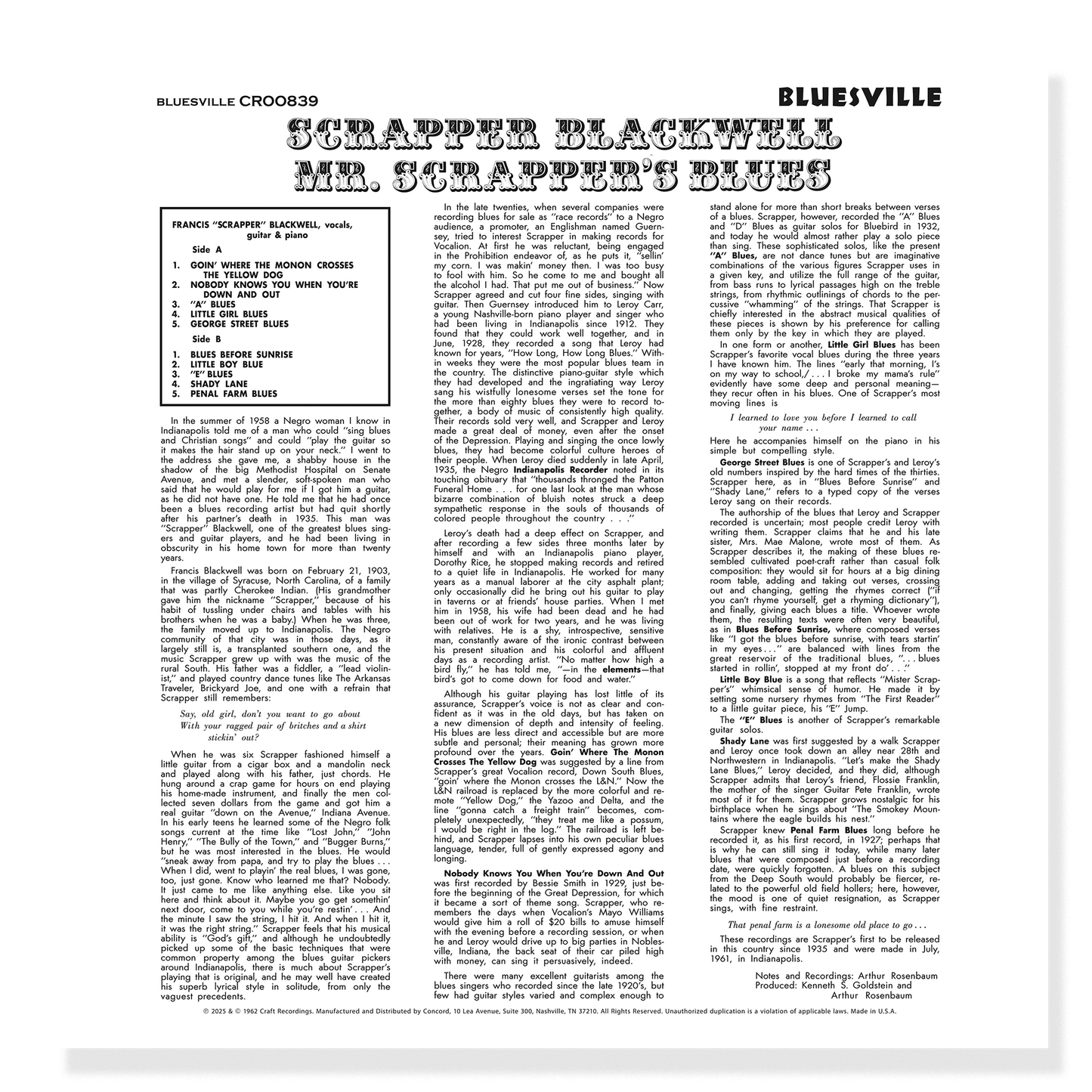 Mr. Scrapper’s Blues (Bluesville Series) (180g LP) Vinyl Record