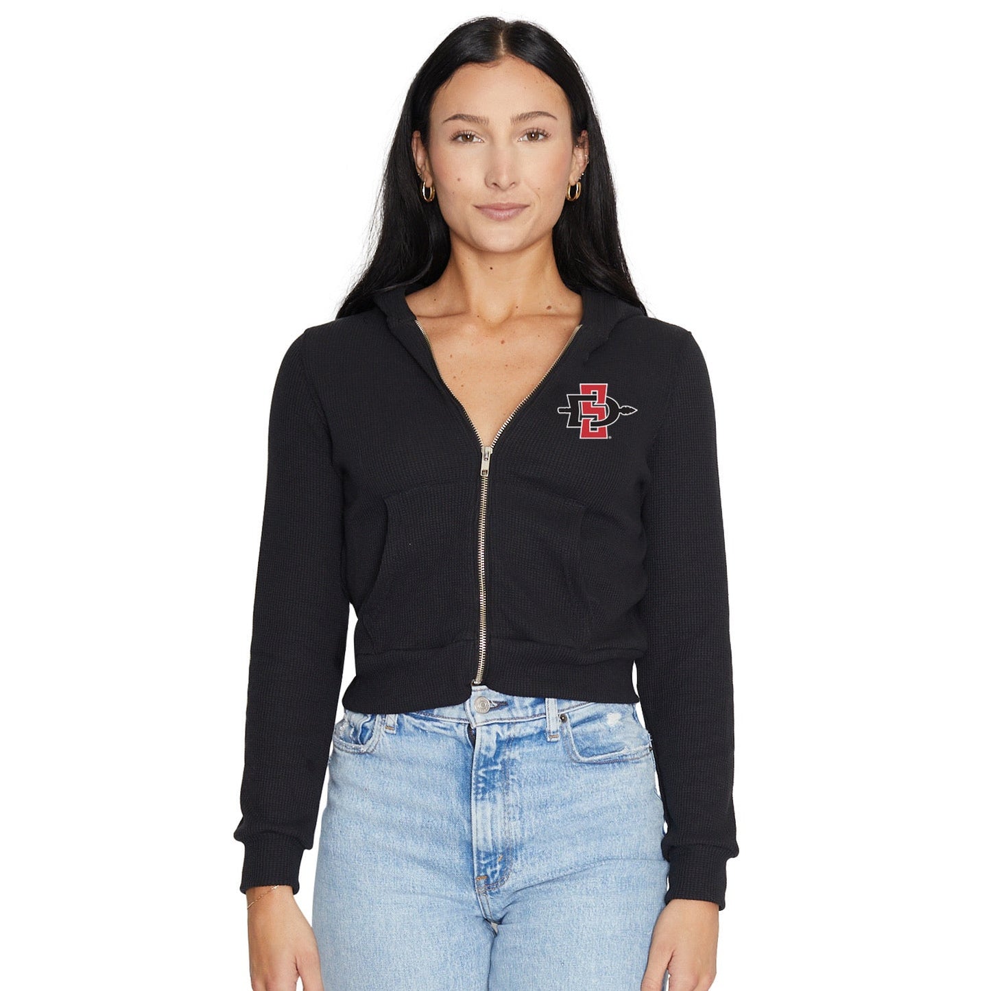 San Diego State Aztecs Waffle Knit Zip Up Womens Hoodie Officially Licensed