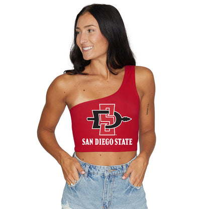 San Diego State Red Womens One Shoulder Tank Top Officially Licensed