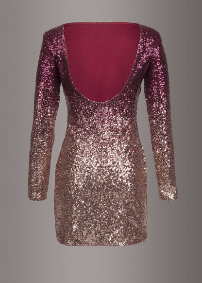 Diamond Girl Ombre Sequin Longsleeve Dress