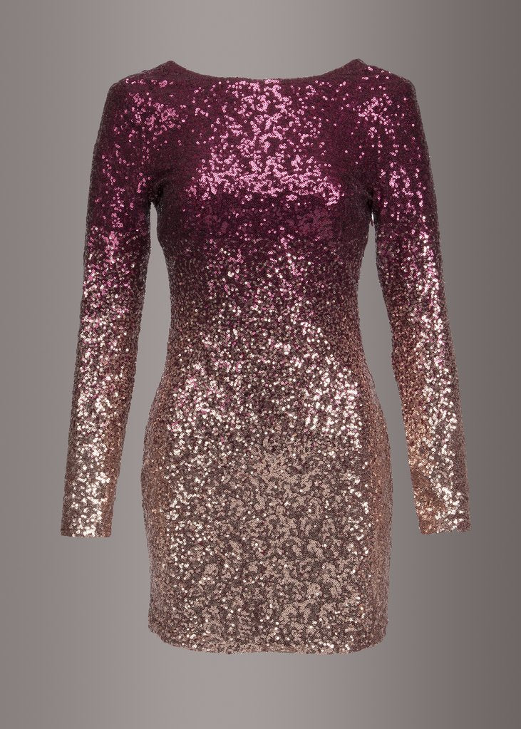 Diamond Girl Ombre Sequin Longsleeve Dress