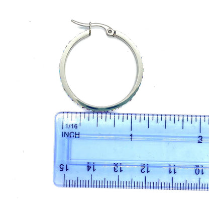 SK2904 Ladies Pink Crystal Earrings - Three Sizes Available