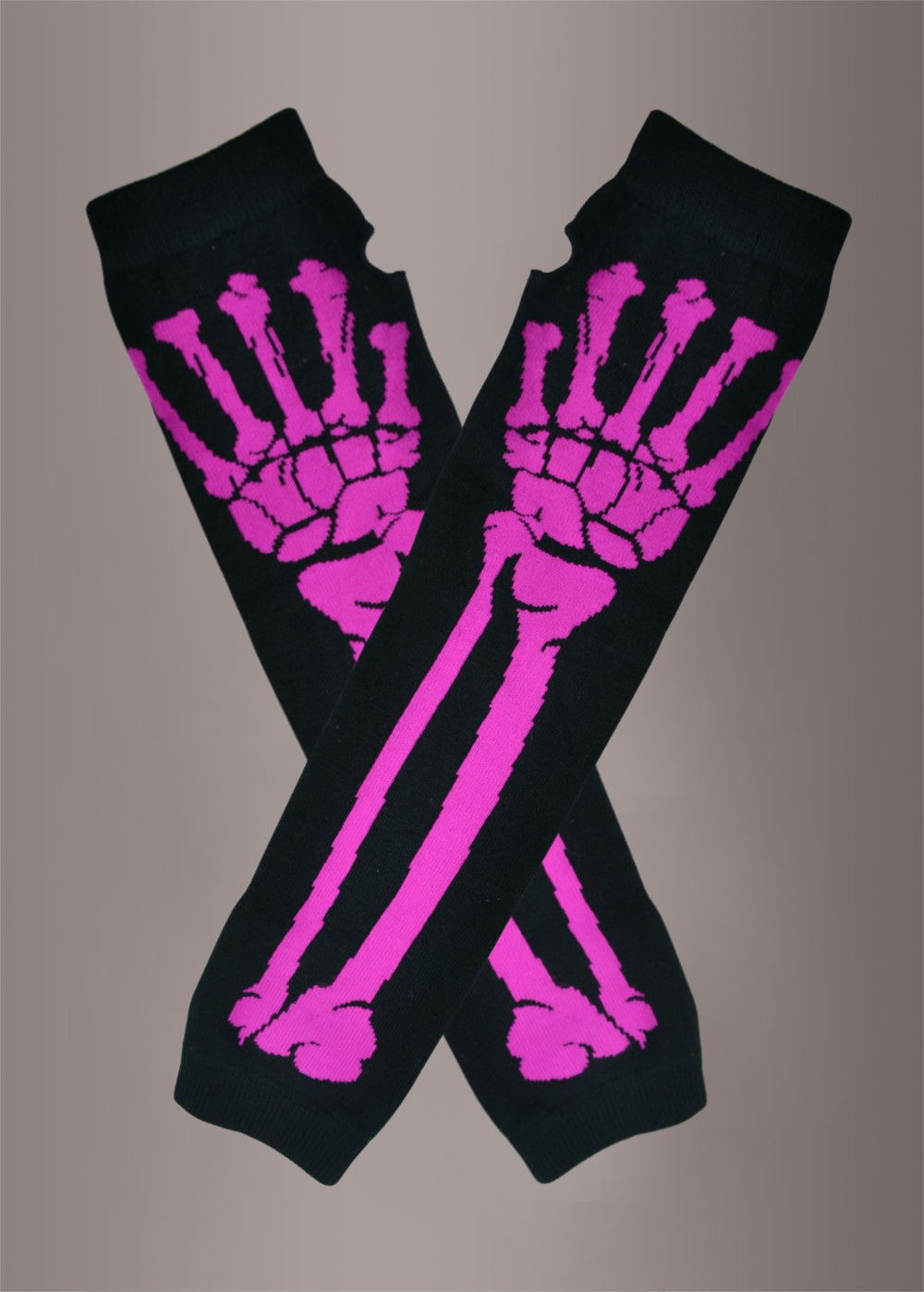 Black and Pink Skeleton Arm Warmers