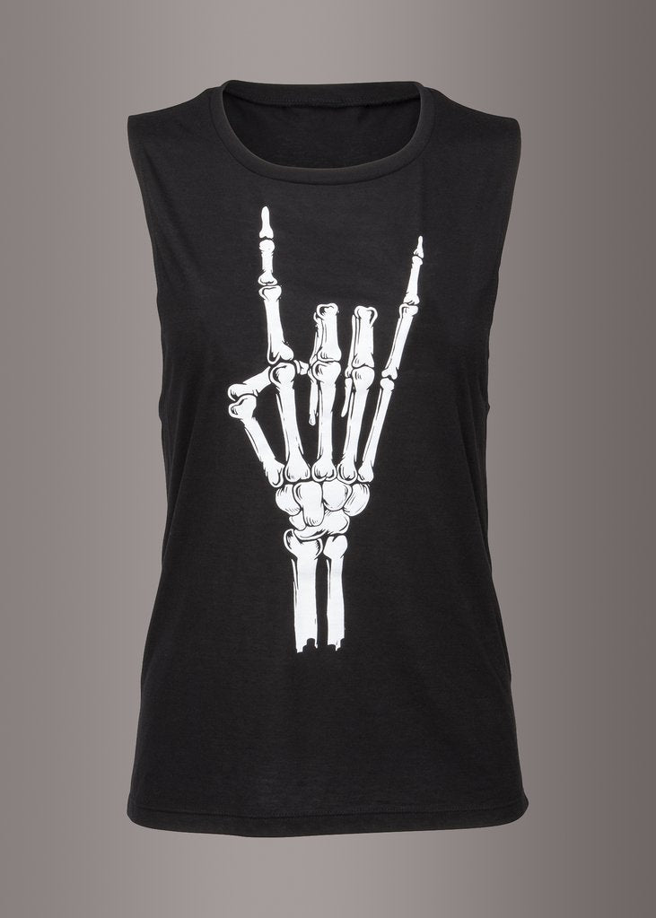 Hell Raiser Skeleton Heavy Metal Hand Loose Fit Tank Top