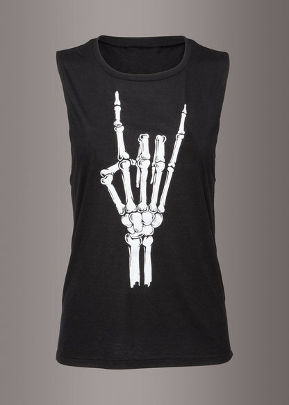 Hell Raiser Skeleton Heavy Metal Hand Loose Fit Tank Top