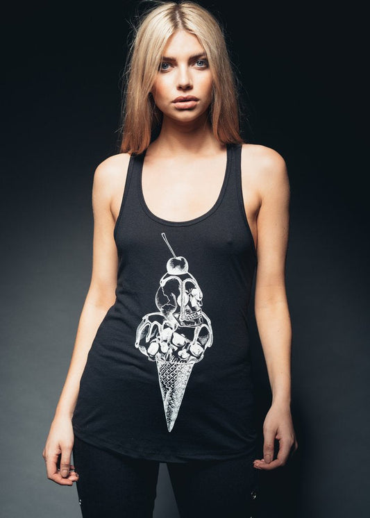 Summer Goth Ice Cream Skull Tank Top