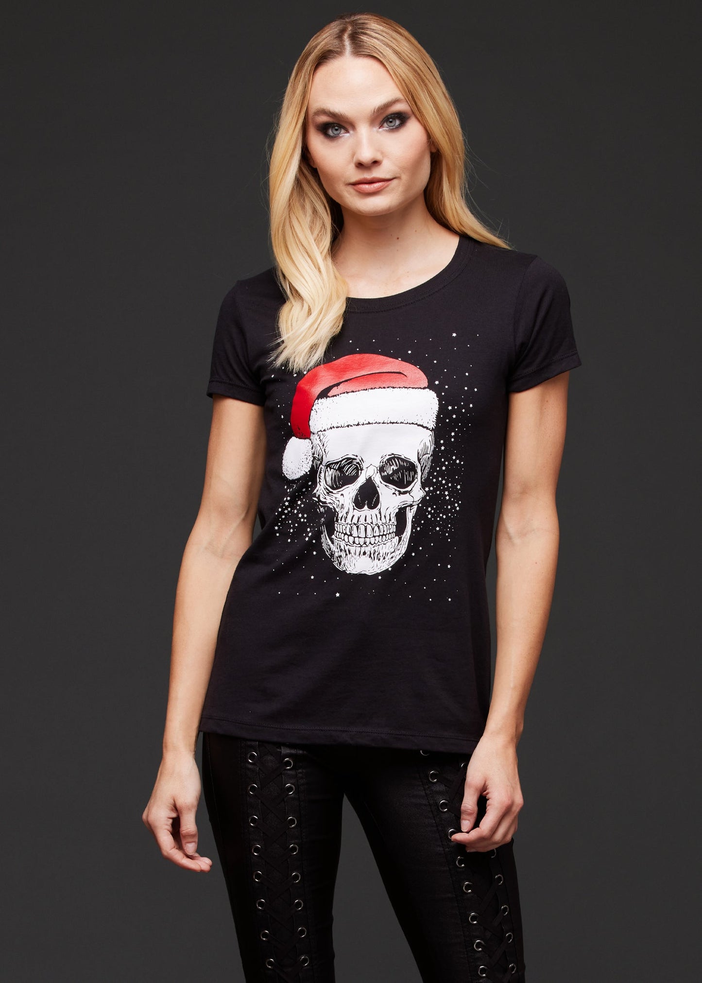 Skeleton Santa Ugly Christmas Sweater Graphic Tee